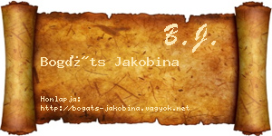 Bogáts Jakobina névjegykártya